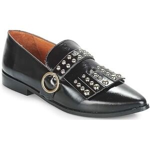 JONAK Paris‎ Women's Black Leather Studded Fringe Loafer Flats Size 36